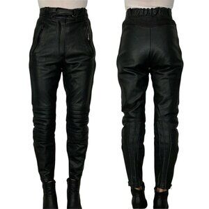 Echtes Leder Motorcycle Leather Pant 36 US/XS Black High Waist Biker